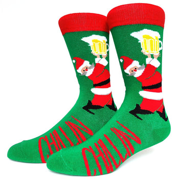 Chillin Santa with Beer Crazy Christmas Socks