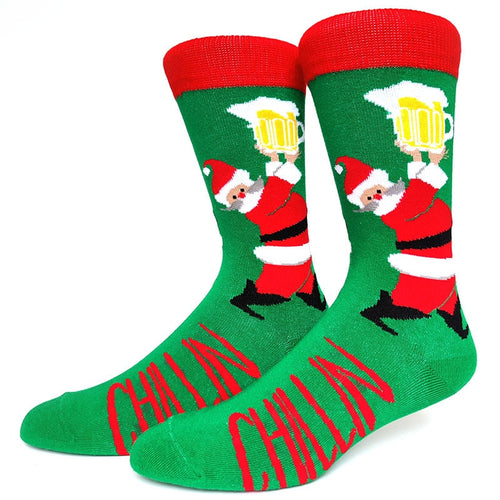 Chillin Santa with Beer Crazy Christmas Socks