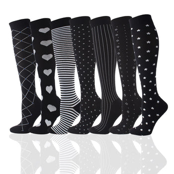Black Collection 7 Pair Women's High Socks Set