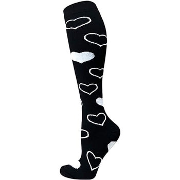 White and Black Love Hearts High Crazy Socks