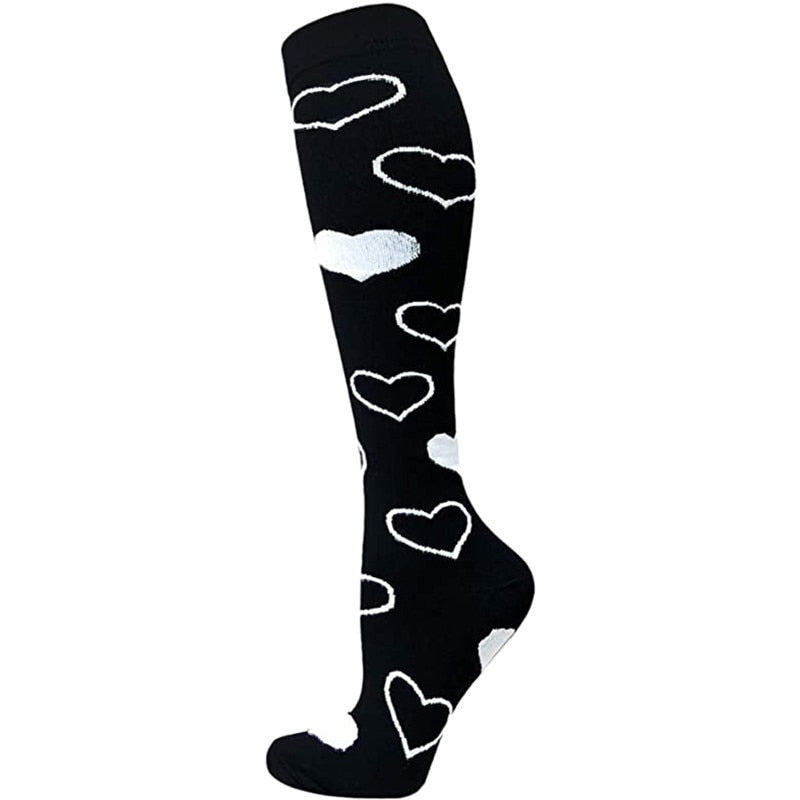 White and Black Love Hearts High Crazy Socks