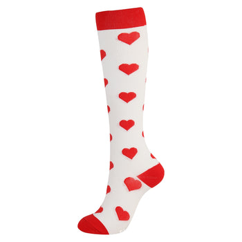 Red Love Hearts Crazy High Socks