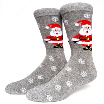 Santa on Grey Crazy Christmas Socks