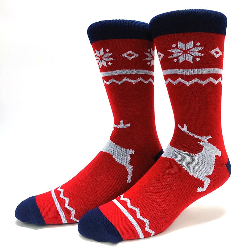 White Reindeer Crazy Christmas Socks