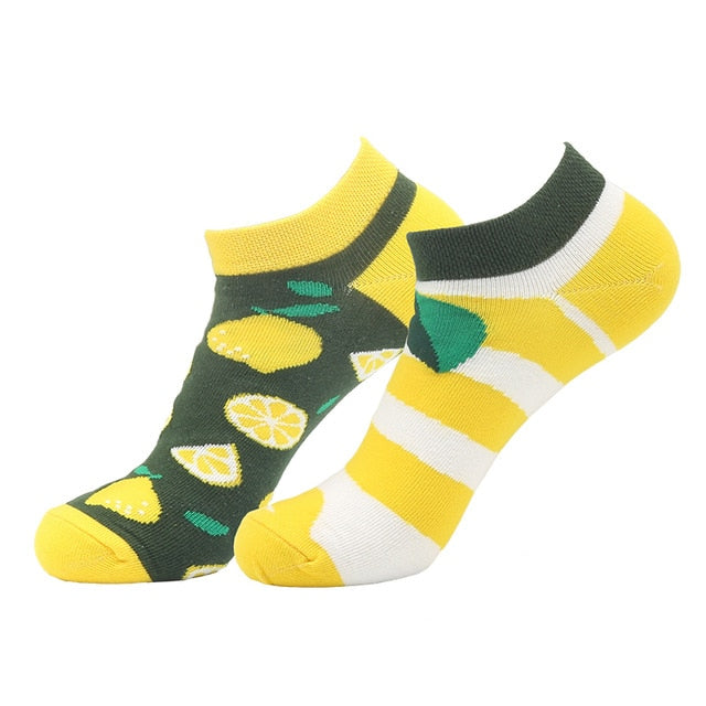 Lemon Odd Paired Ankle Crazy Socks