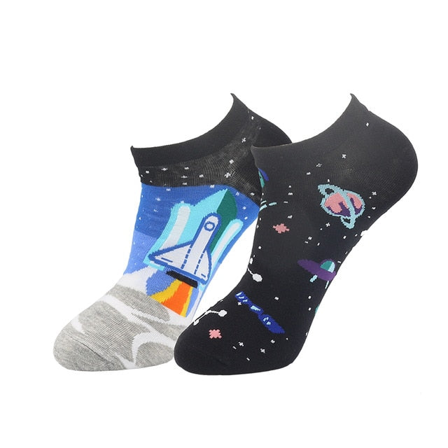 Space Odd Paired Ankle Crazy Socks
