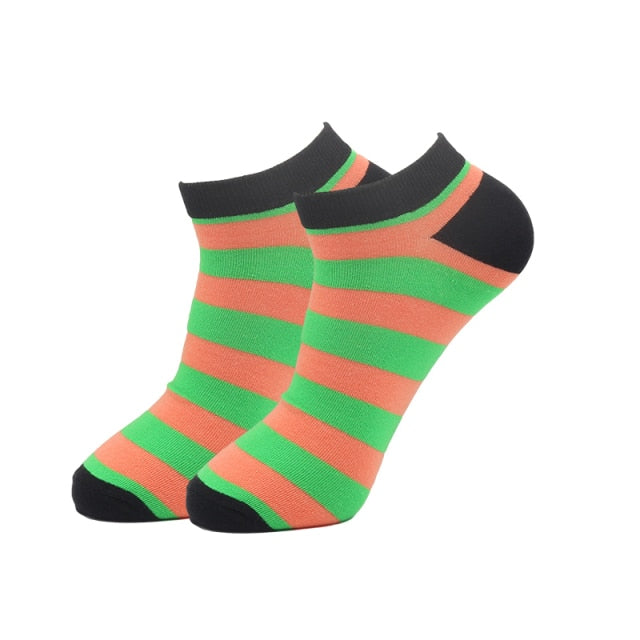 Green and Red Striped Ankle Crazy Socks
