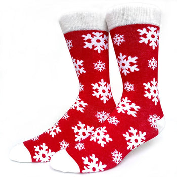 Red Snowflakes Crazy Christmas Socks