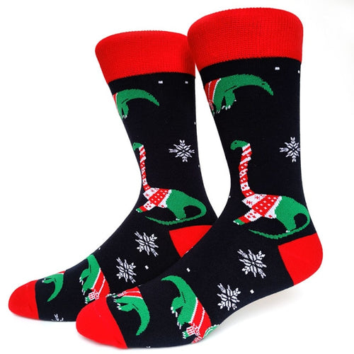 Dinosaur in and Ugly Sweater Crazy Christmas Socks