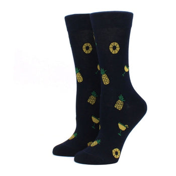 Pineapple Black Crazy Socks