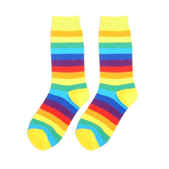 Rainbow Socks - Yellow Cuff