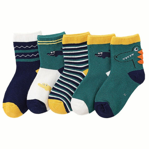 Reptile Green Children's Crazy Socks 5 Pairs