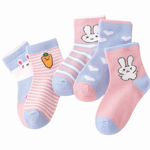 Bunnies and Carrot Children's Crazy Socks 5 Pairs